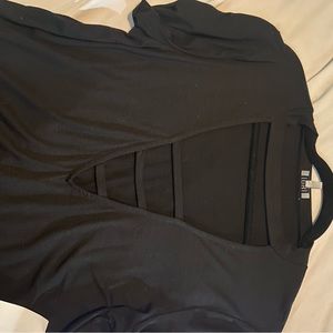 Tobi Black Deep Cut Mini Dress